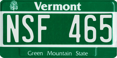 VT license plate NSF465