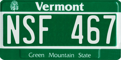 VT license plate NSF467