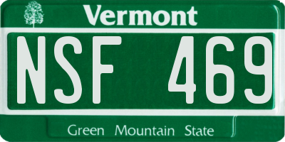 VT license plate NSF469