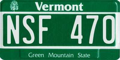 VT license plate NSF470