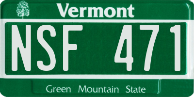 VT license plate NSF471