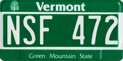 VT license plate NSF472