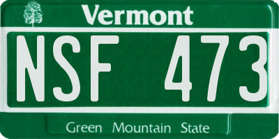 VT license plate NSF473