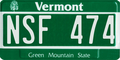 VT license plate NSF474