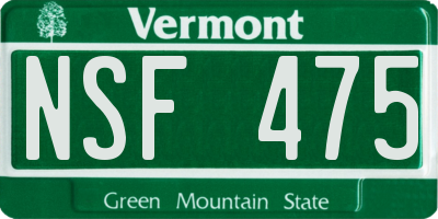 VT license plate NSF475