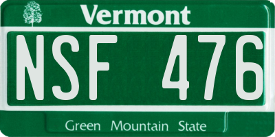 VT license plate NSF476