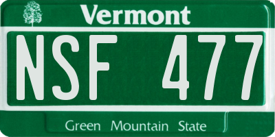 VT license plate NSF477