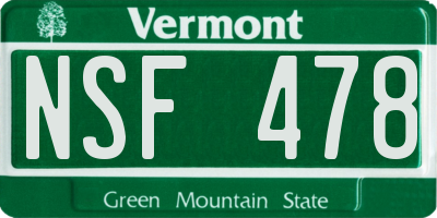 VT license plate NSF478