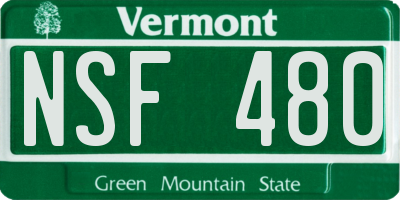 VT license plate NSF480