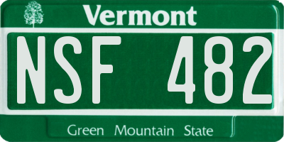 VT license plate NSF482