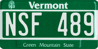 VT license plate NSF489