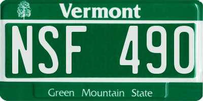 VT license plate NSF490