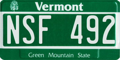 VT license plate NSF492