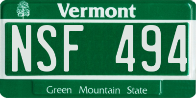 VT license plate NSF494