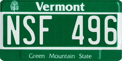VT license plate NSF496