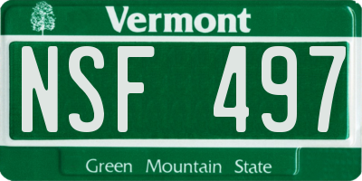 VT license plate NSF497
