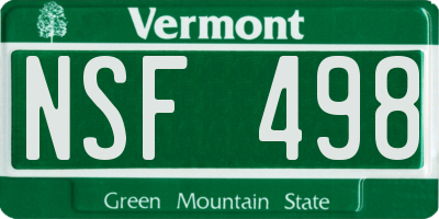VT license plate NSF498