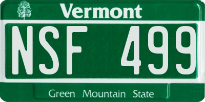 VT license plate NSF499