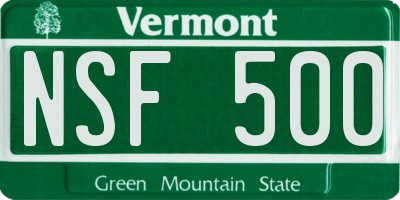 VT license plate NSF500