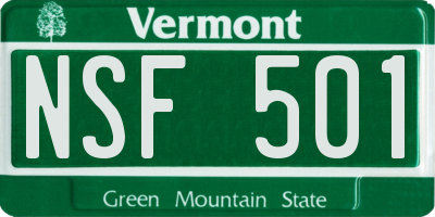 VT license plate NSF501