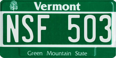VT license plate NSF503