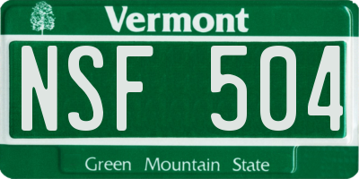 VT license plate NSF504