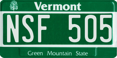 VT license plate NSF505