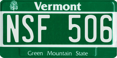 VT license plate NSF506