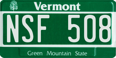 VT license plate NSF508