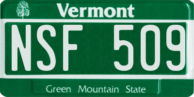 VT license plate NSF509