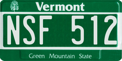VT license plate NSF512