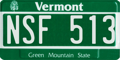 VT license plate NSF513