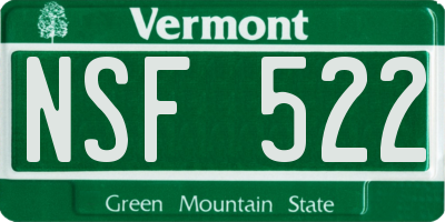 VT license plate NSF522