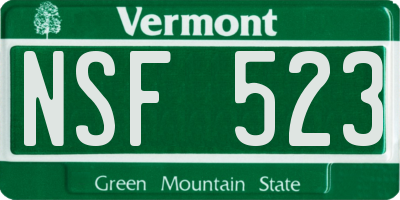 VT license plate NSF523