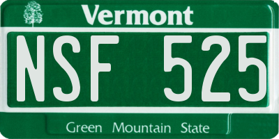 VT license plate NSF525