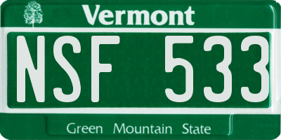 VT license plate NSF533