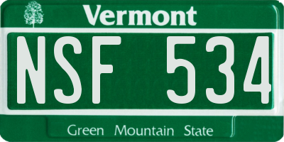 VT license plate NSF534