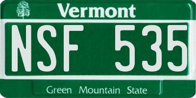 VT license plate NSF535