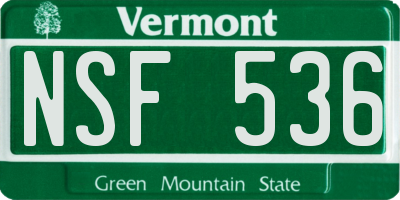 VT license plate NSF536