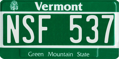VT license plate NSF537