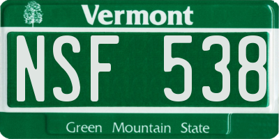 VT license plate NSF538