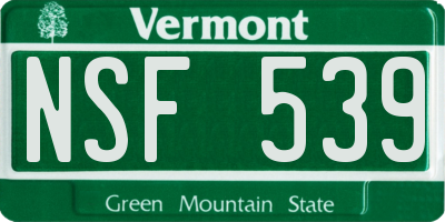 VT license plate NSF539