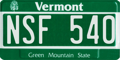 VT license plate NSF540