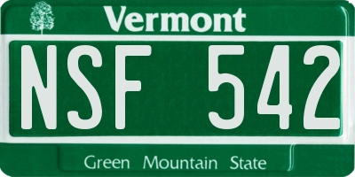 VT license plate NSF542