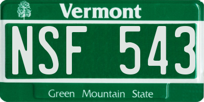 VT license plate NSF543
