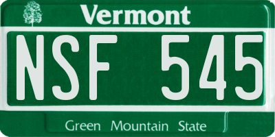 VT license plate NSF545