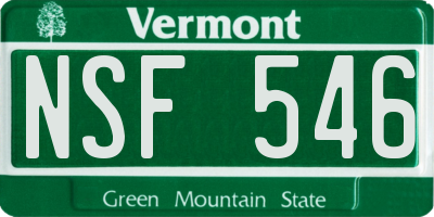 VT license plate NSF546