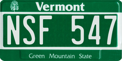VT license plate NSF547