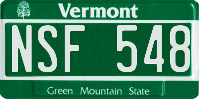 VT license plate NSF548