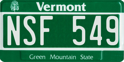 VT license plate NSF549